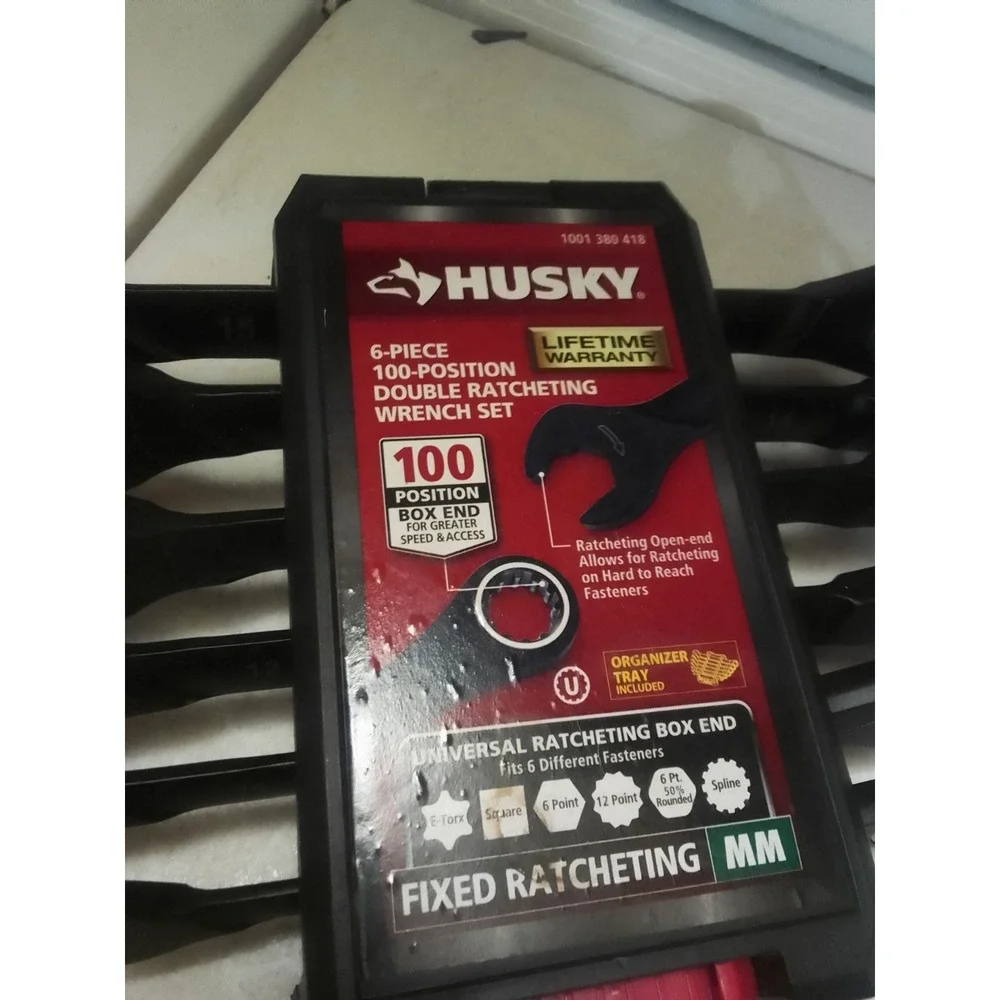 Husky 6 Piece 100- Position Double Ratcheting Wrench Set 100 Position Box End...